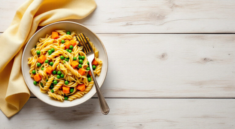 Pasta con guisantes y zanahoria