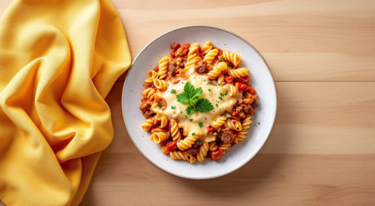 Pasta con tomate y bechamel gratinada al horno