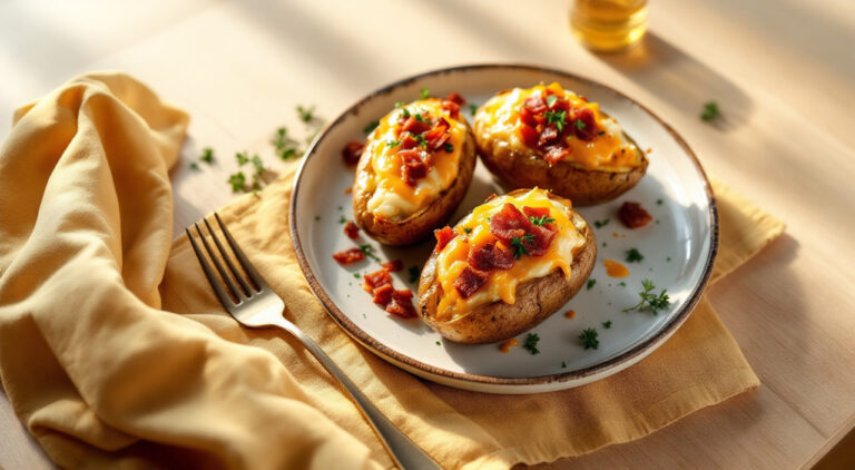 Patatas asadas rellenas de bacon y queso