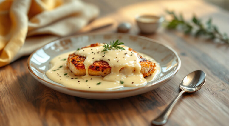 Pechuga de pavo con con salsa de queso