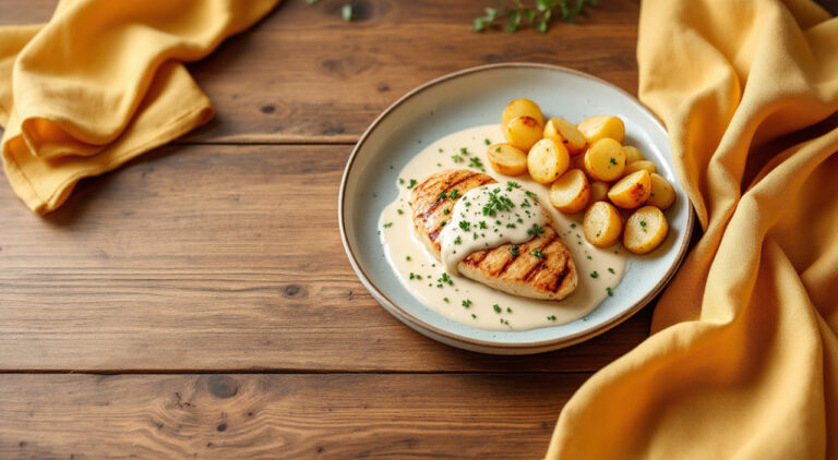 Pechuga de pollo con crema de leche