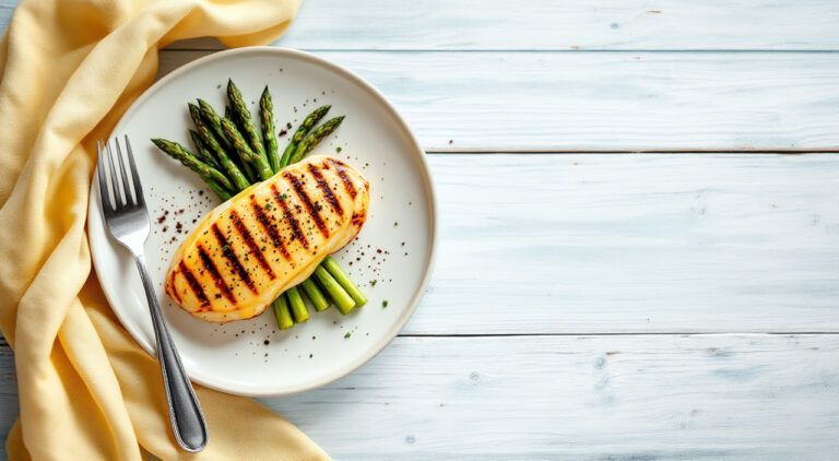 Pechuga de pollo con queso y espárragos