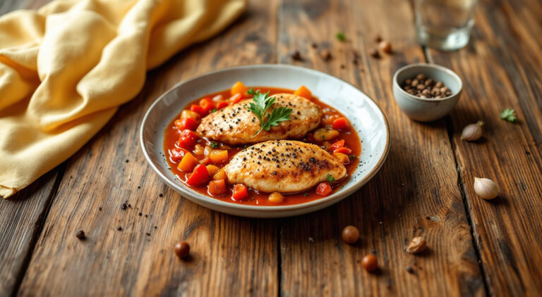 Pechugas de pollo con salsa de pimientos