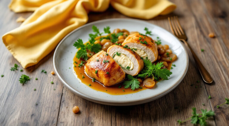 Pechugas de pollo rellenas de queso de cabra