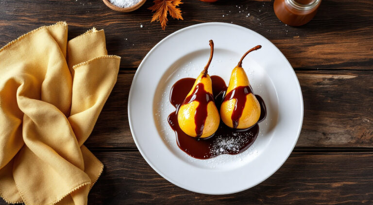 Peras al chocolate en microondas