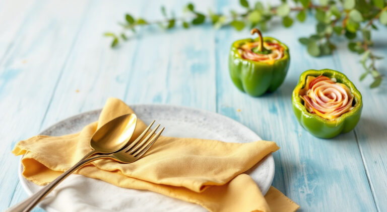 Pimientos verdes rellenos de jamón y queso