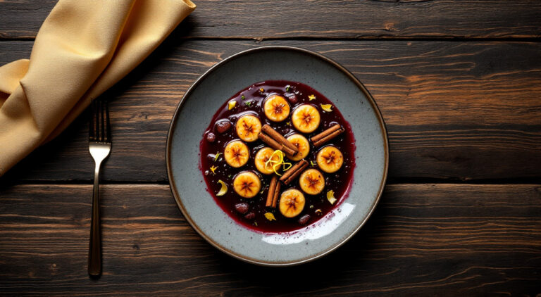 Plátanos con vino tinto