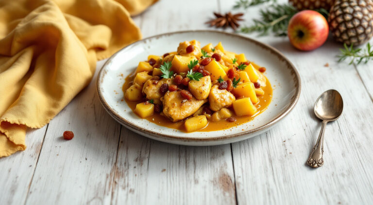 Pollo al curry con piña