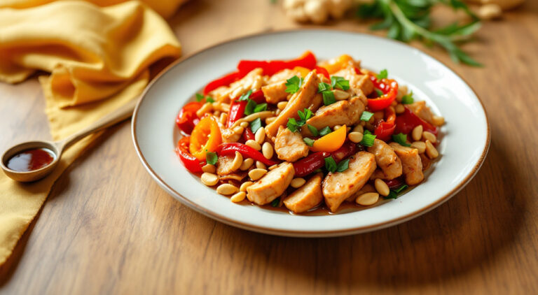 Pollo con brotes de bambú
