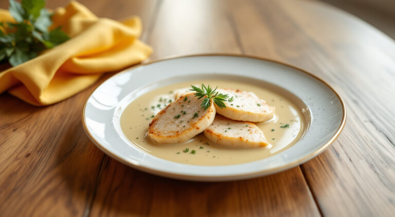 Pollo con vino y nata