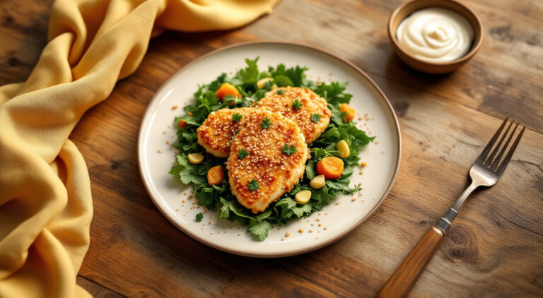 Pollo empanado con sésamo