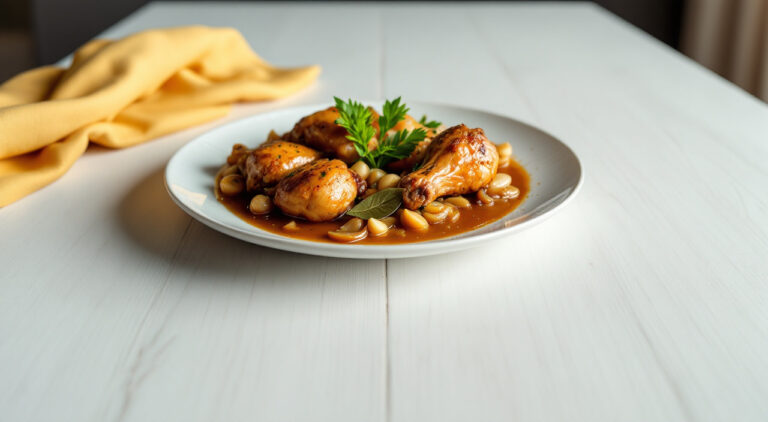 Pollo en salsa de cebolla y ajo
