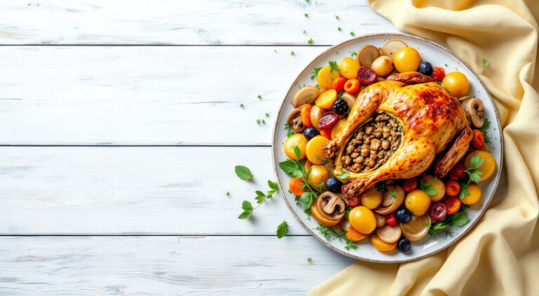 Pollo relleno al horno