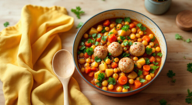 Potaje de garbanzos con pelotas