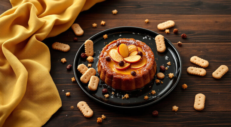 Puding de manzana con bizcochos