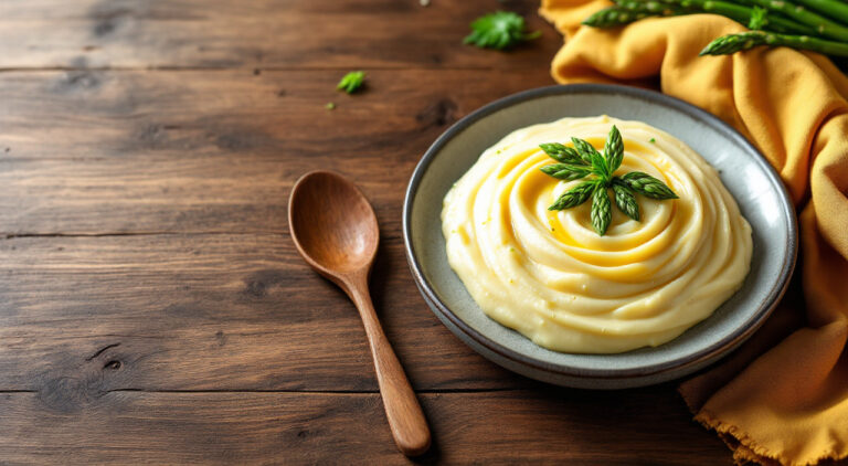Puré de patatas con espárragos