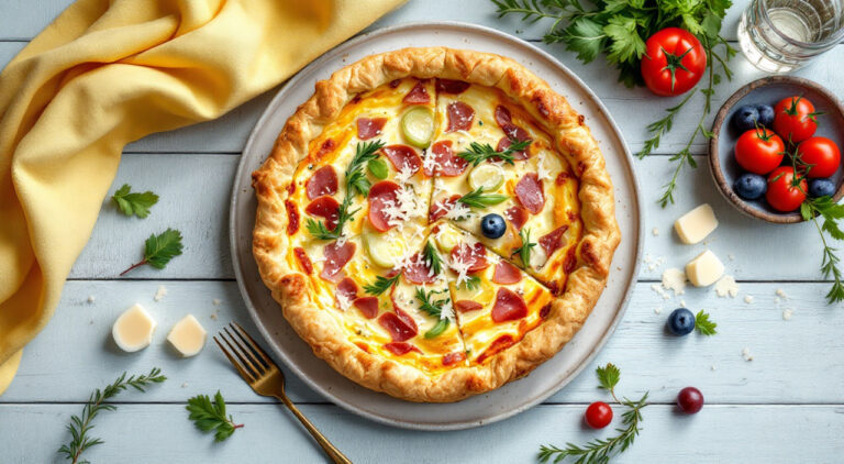 Quiche de puerros y jamón serrano