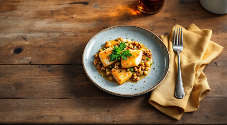 Rape en salsa de nueces