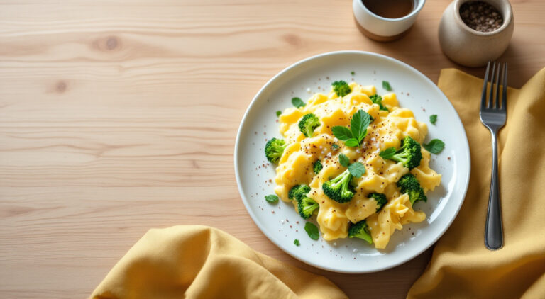 Revuelto de brocoli con nata y huevo