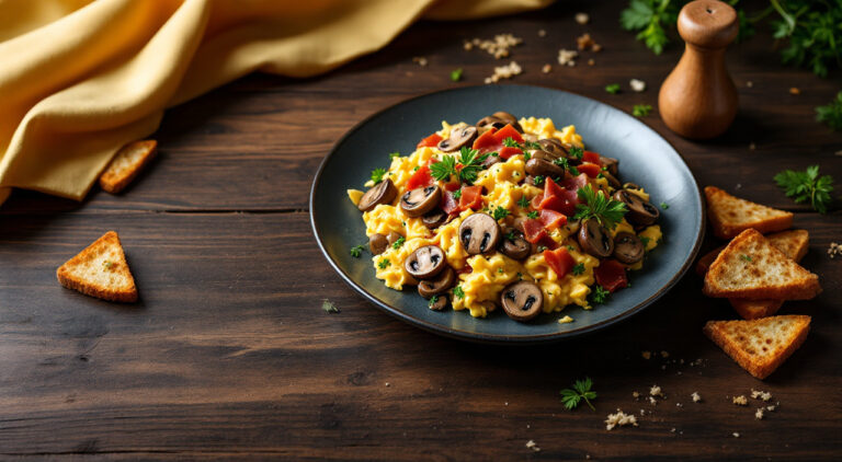 Revuelto de setas con jamón