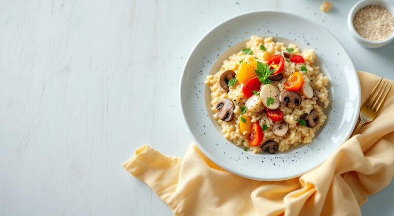 Risotto con verduras y setas