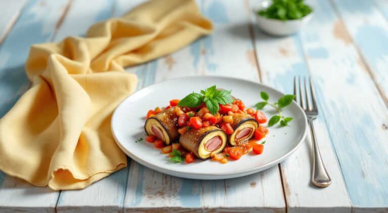 Rollitos de berenjena y jamón
