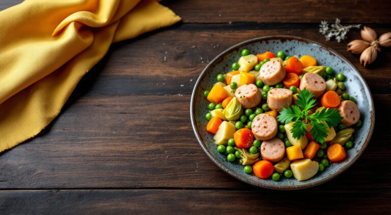 Salchichas con verduras