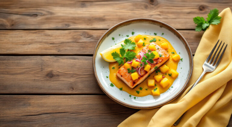 Salmón en salsa de mango