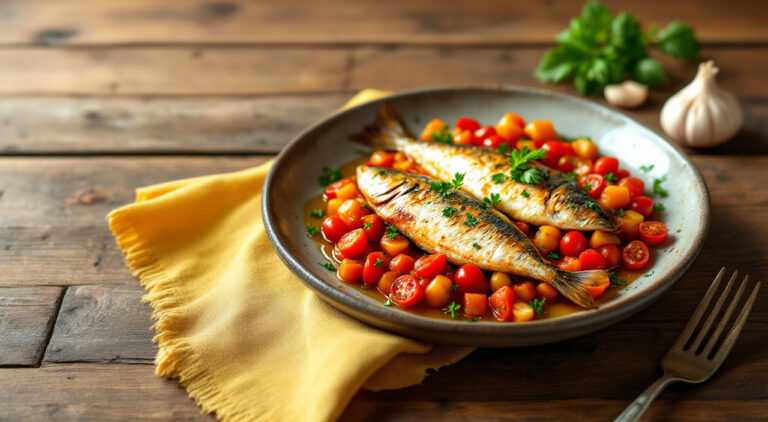 Sardinas al horno con tomate y oregano