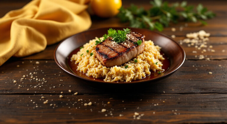 Solomillo de cerdo con arroz