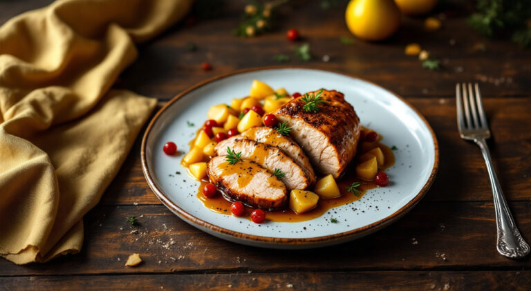 Solomillos de cerdo con salsa de peras