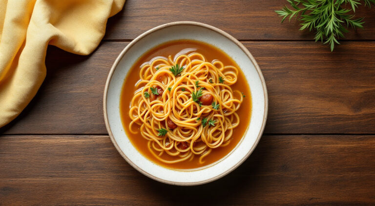 Sopa de cebolla con fideos finos