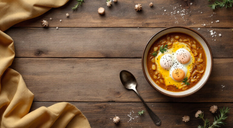 Sopa de cebolla con huevo
