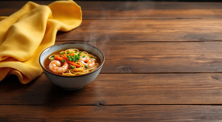 Sopa de fideos chinos con gambas