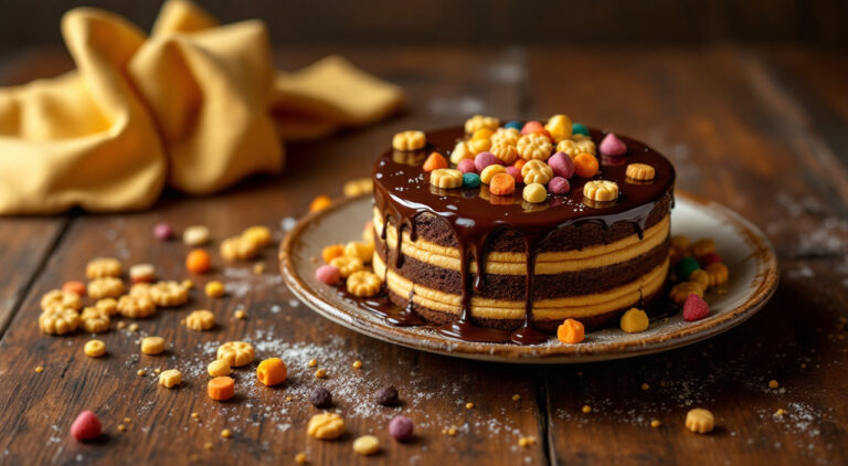 Tarta de chocolate, galletas maria y lacasitos