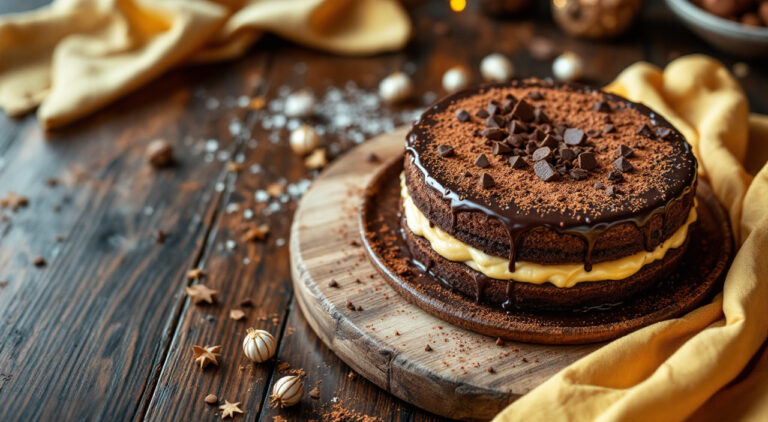Tarta de galletas con chocolate y natillas