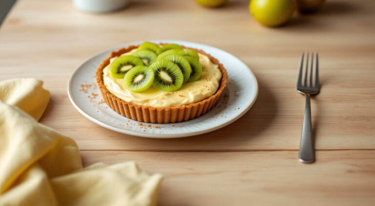 Tarta de galletas con kiwi