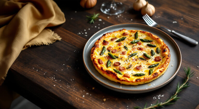 Tortilla de ajos tiernos y espárragos trigueros