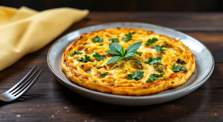 Tortilla de alcachofas y habas tiernas