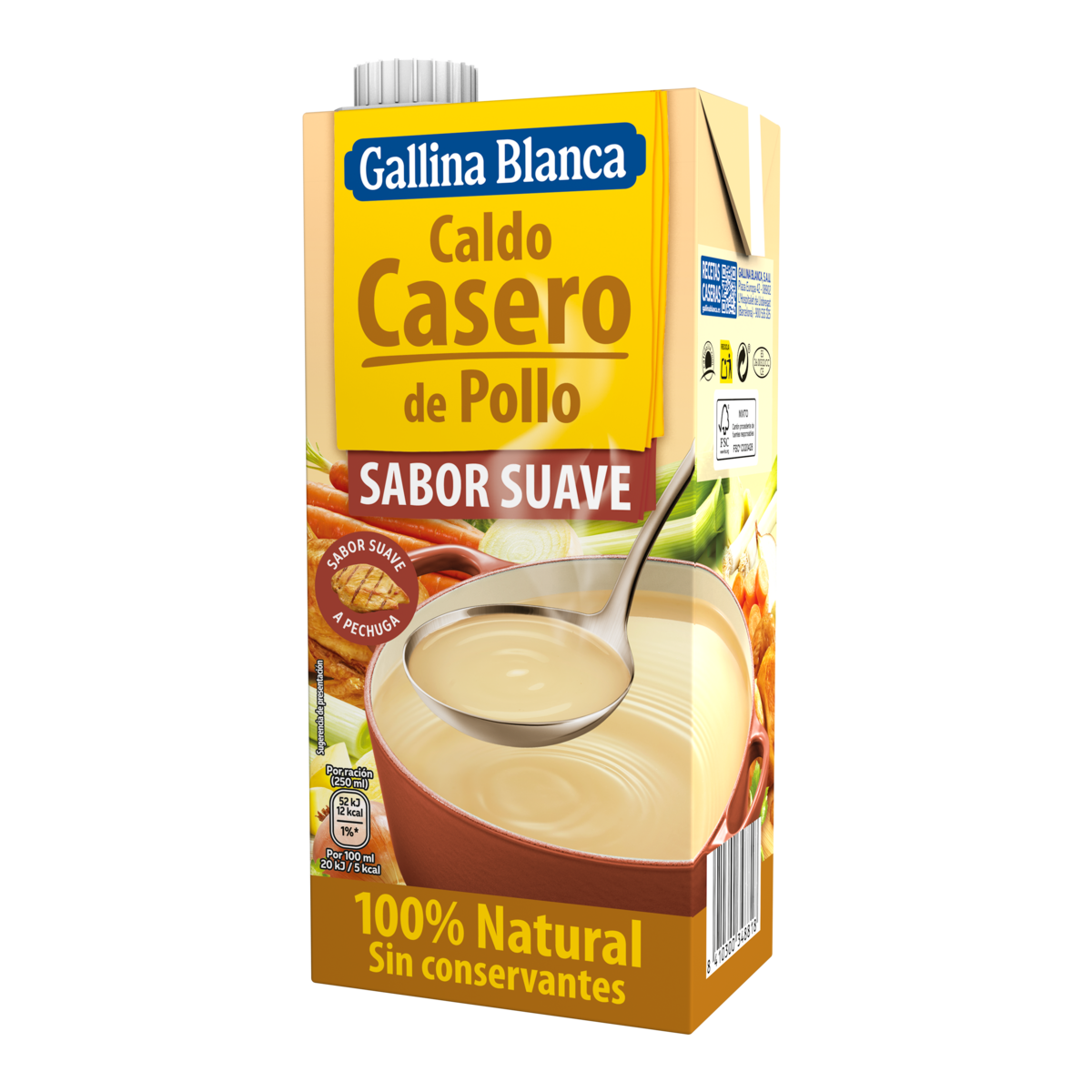 Caldo Casero Suave de Pollo 100% Natural